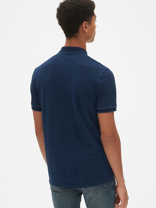 2 of 8 showing, with the color dark indigo of product All Day Indigo Pique Polo Shirt