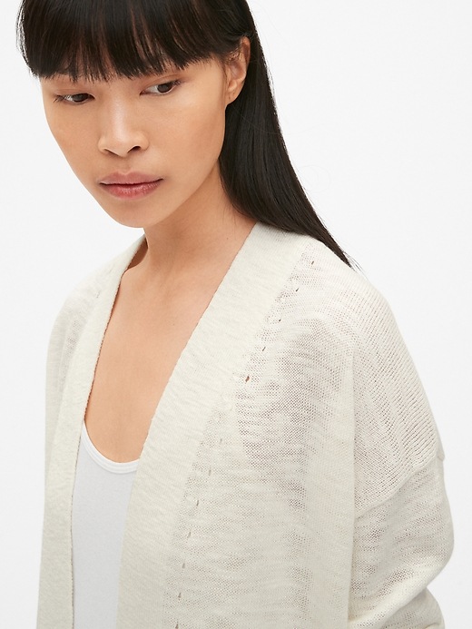 Image number 5 showing, Open-Front Cardigan Sweater in Slub Cotton