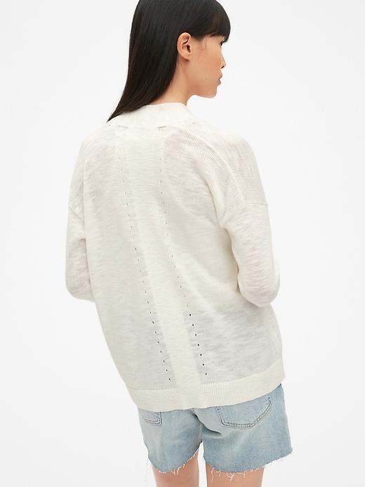Image number 2 showing, Open-Front Cardigan Sweater in Slub Cotton
