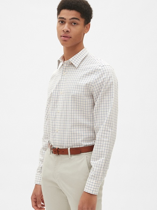 1 of 8 showing, with the color pink plaid of product Non-Iron Shirt