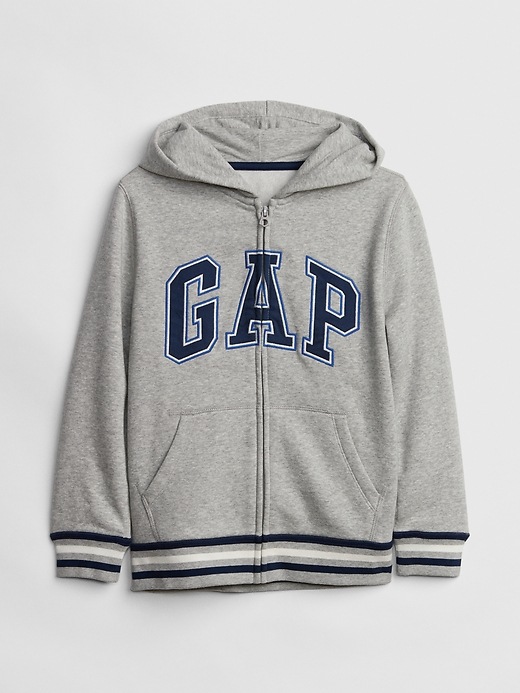 1 of 8 showing, with the color light heather gray of product Kids Gap Logo Hoodie Sweatshirt