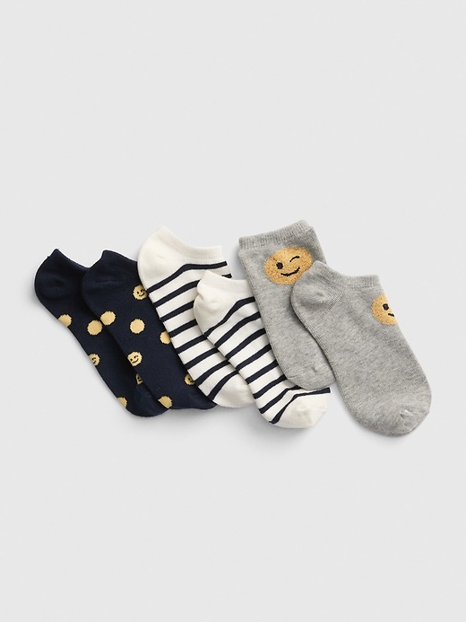 View large product image 1 of 1. Kids Smiley No-Show Socks (3-Pack)