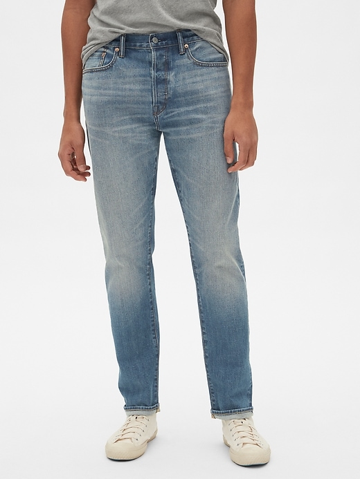 Image number 1 showing, Selvedge Athletic Taper Jeans with GapFlex