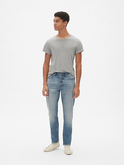 Image number 3 showing, Selvedge Athletic Taper Jeans with GapFlex