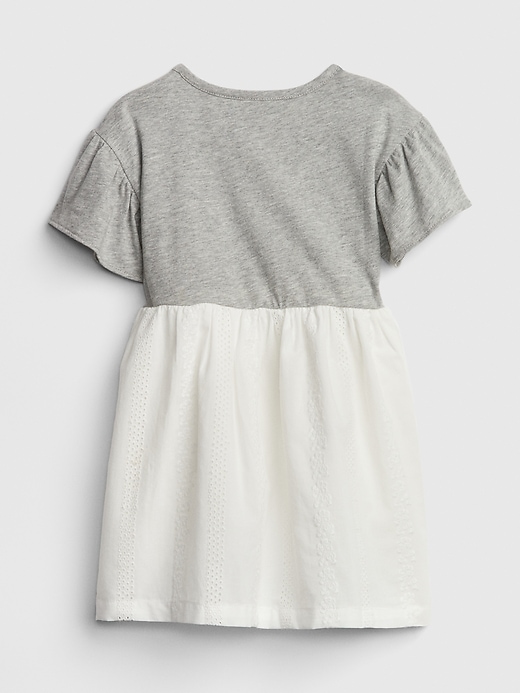 2 of 8 showing, with the color white & gray of product Toddler Ruffle Eyelet Mix-Media Dress