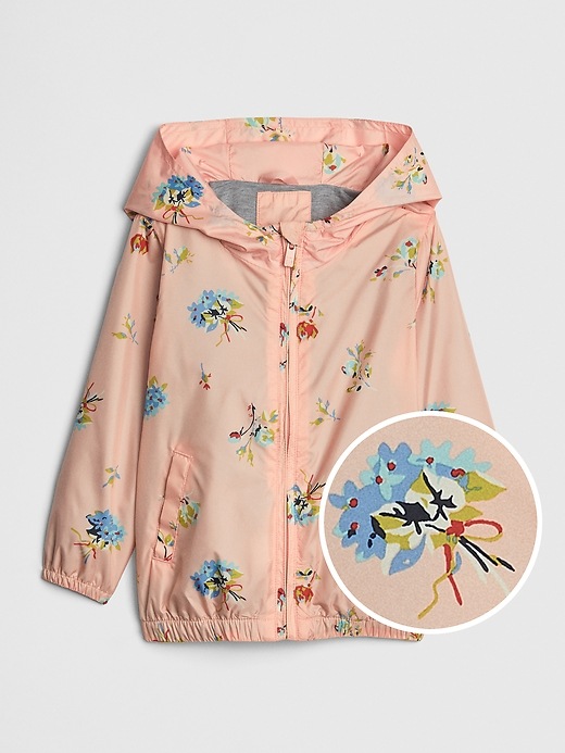 Image number 1 showing, Toddler Floral Jersey-Lined Windbuster