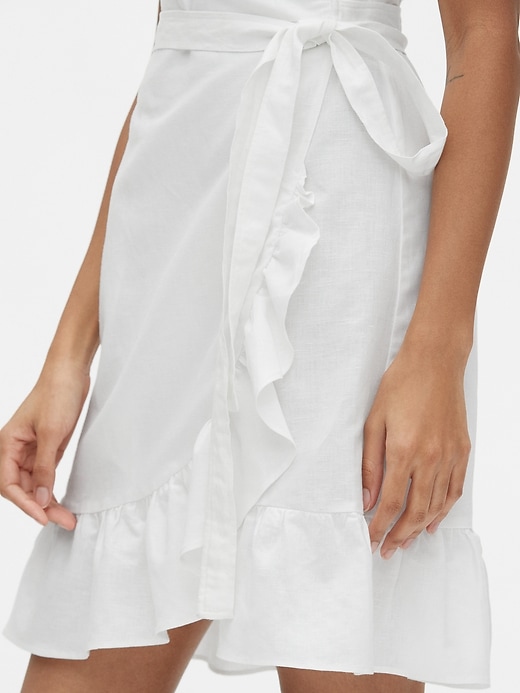 Image number 5 showing, Ruffle Wrap Dress in Linen-Cotton