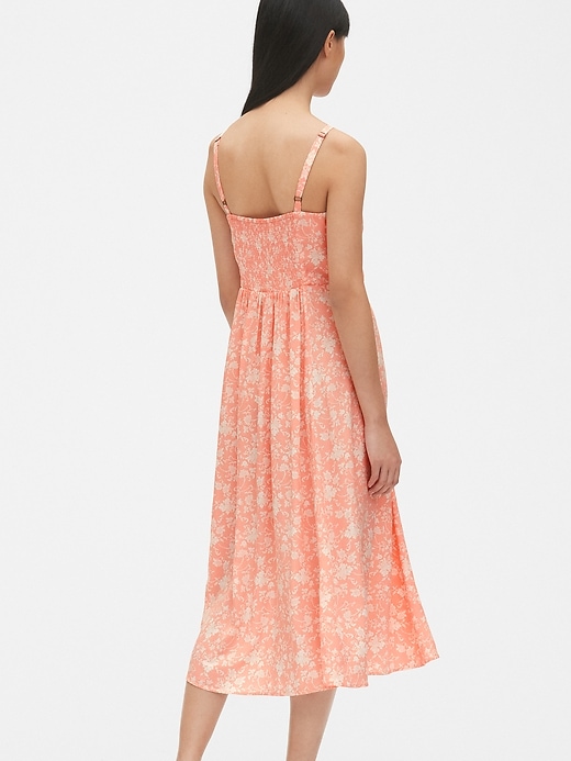 2 of 8 showing, with the color pink floral of product Print Fit and Flare Cami Midi Dress