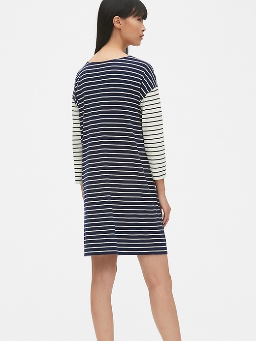 Striped Tee Shirt Dresses 2026.Three-Quarter Sleeve Mix-Stripe T-Shirt Dress | Gap