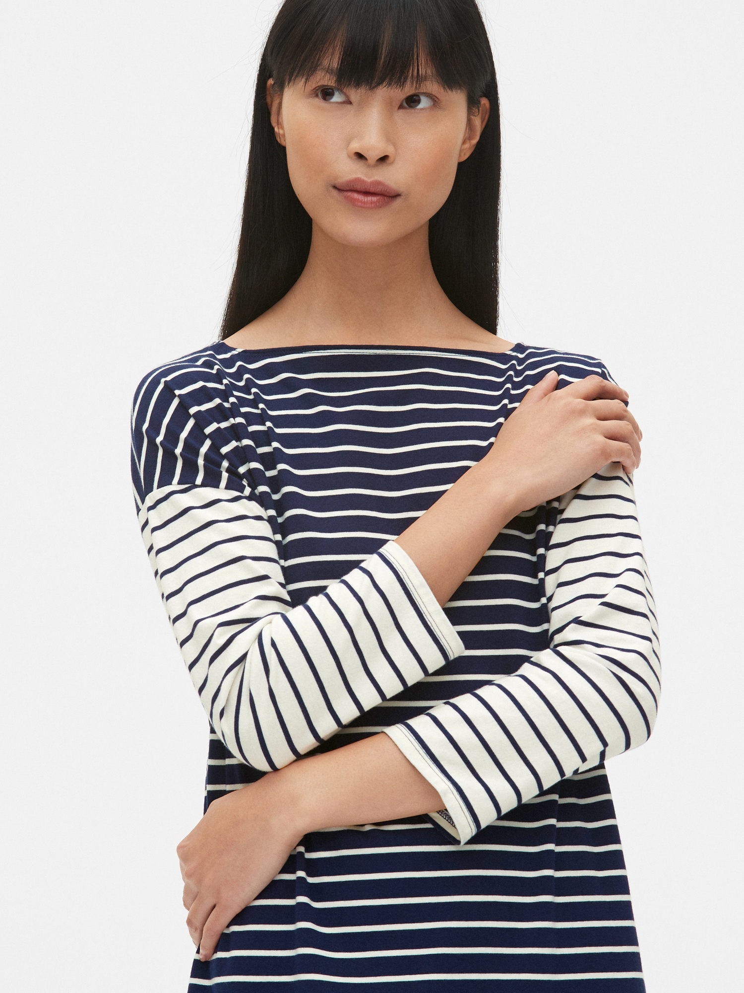 ThreeQuarter Sleeve MixStripe TShirt Dress Gap
