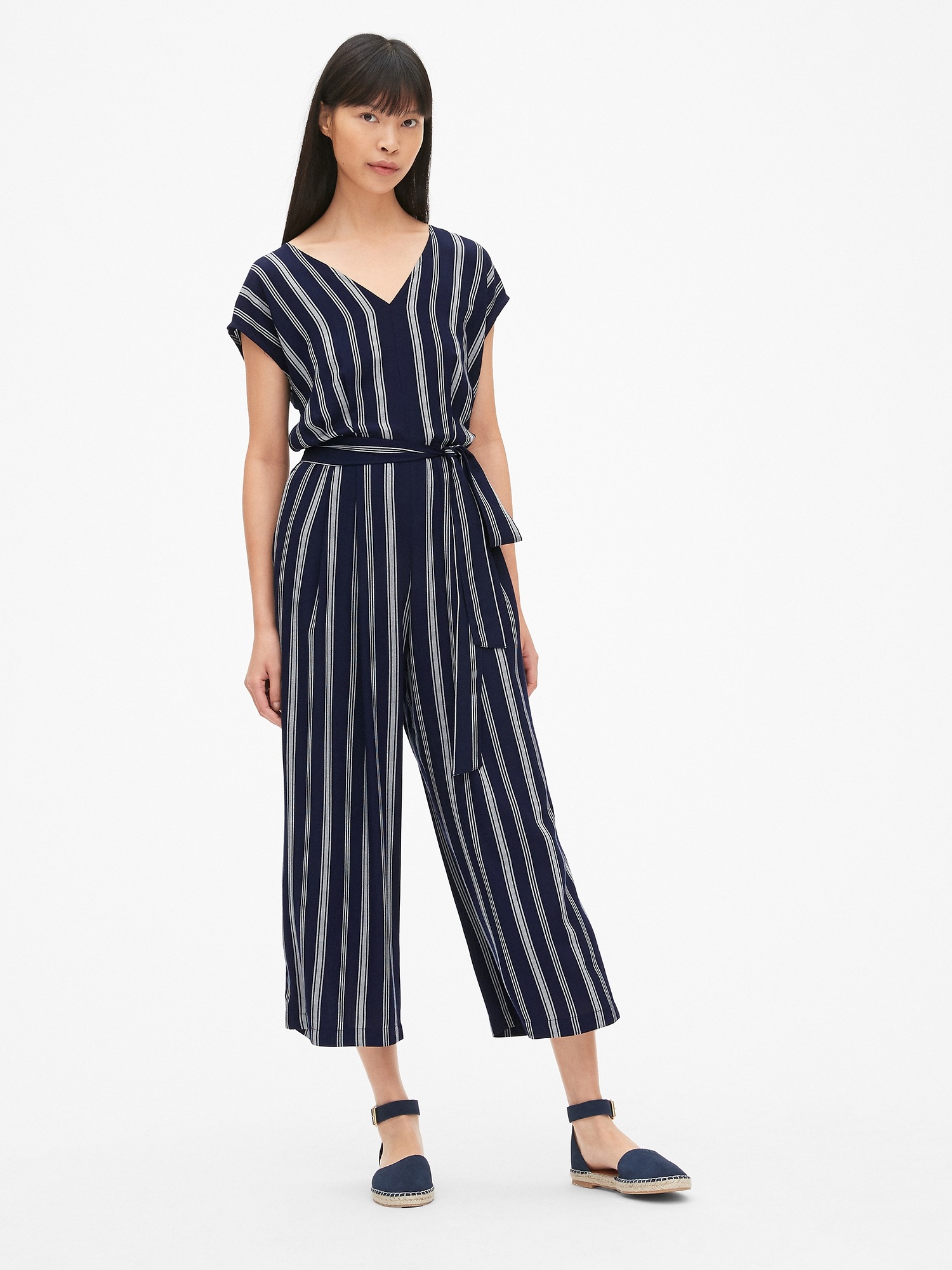 Женские комбинезоны Gap Stripe Cap Sleeve Wide-Leg Jumpsuit