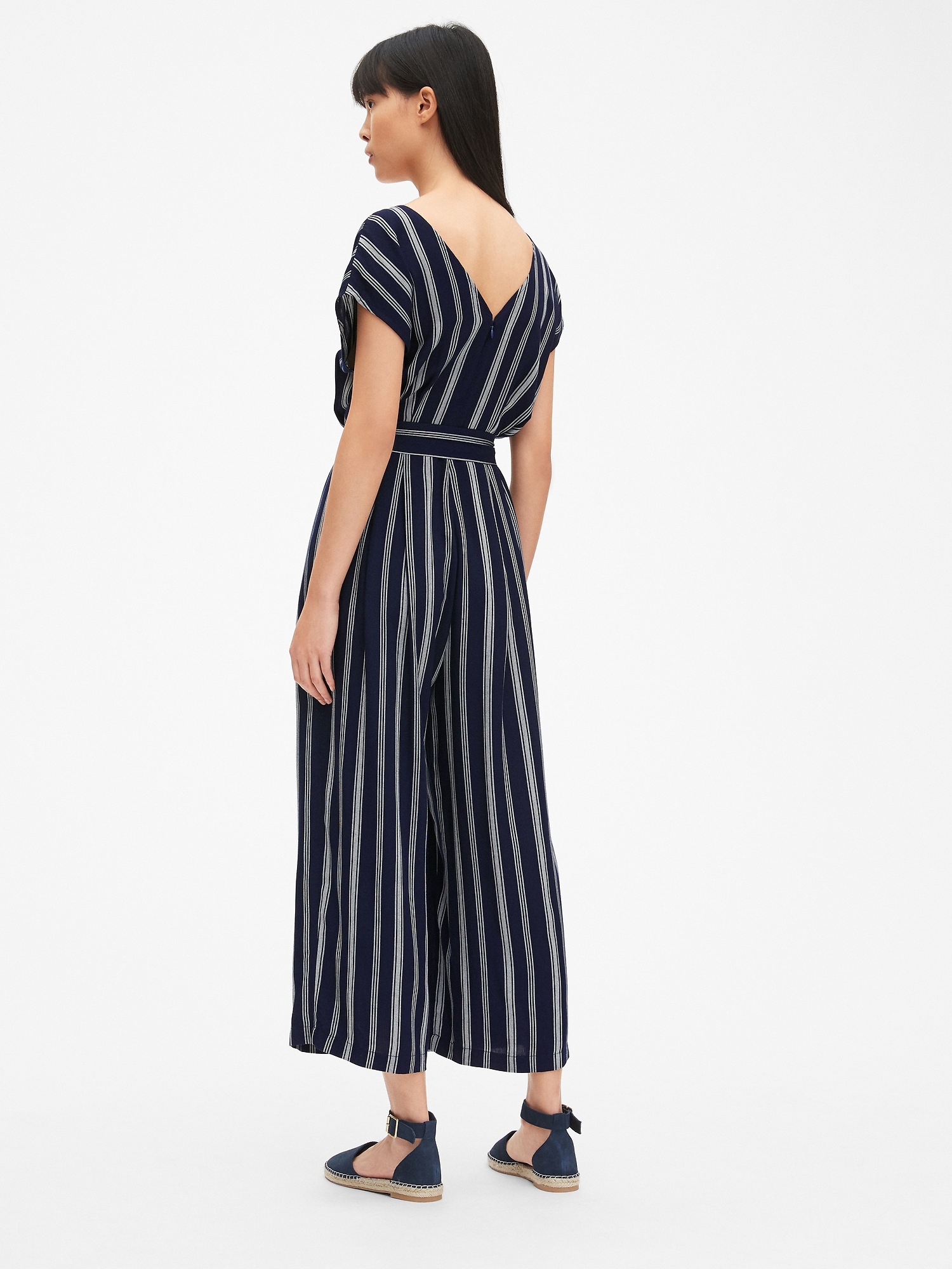 Женские комбинезоны Gap Stripe Cap Sleeve Wide-Leg Jumpsuit — фото 2