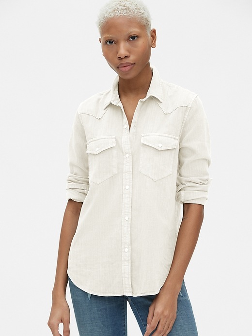 View large product image 1 of 1. Denim Western Shirt in Color