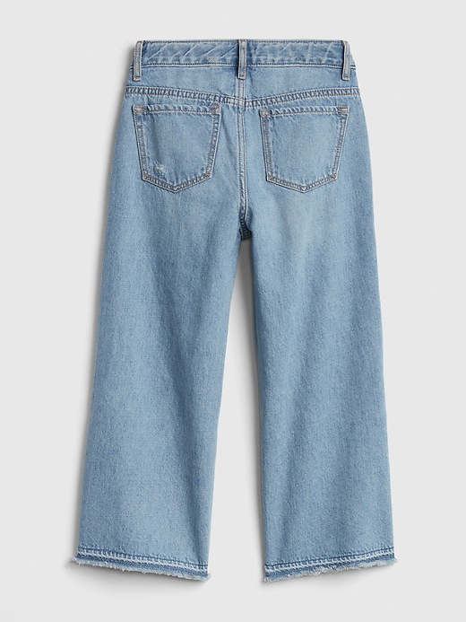 Image number 3 showing, Kids High Rise Crop Wide-Leg Jeans