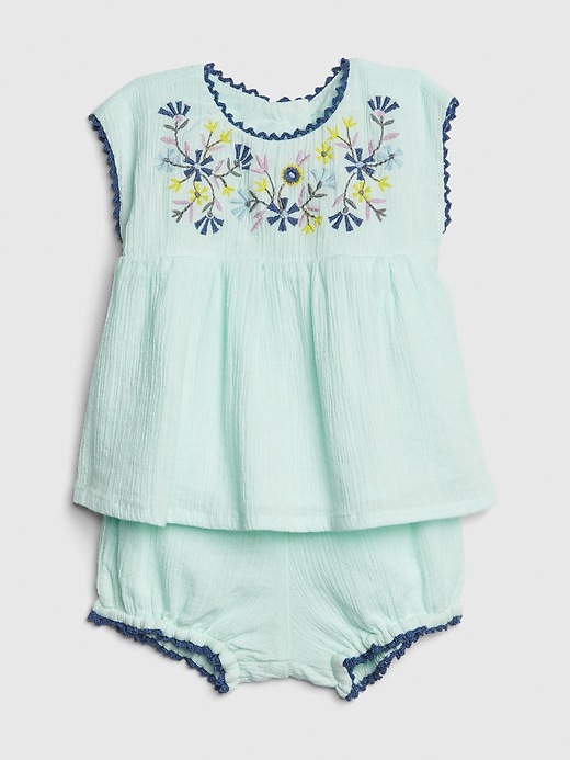 Image number 3 showing, Baby Embroidered Bubble Shorts Set