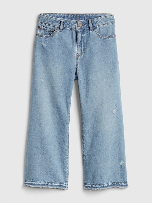 Image number 1 showing, Kids High Rise Crop Wide-Leg Jeans
