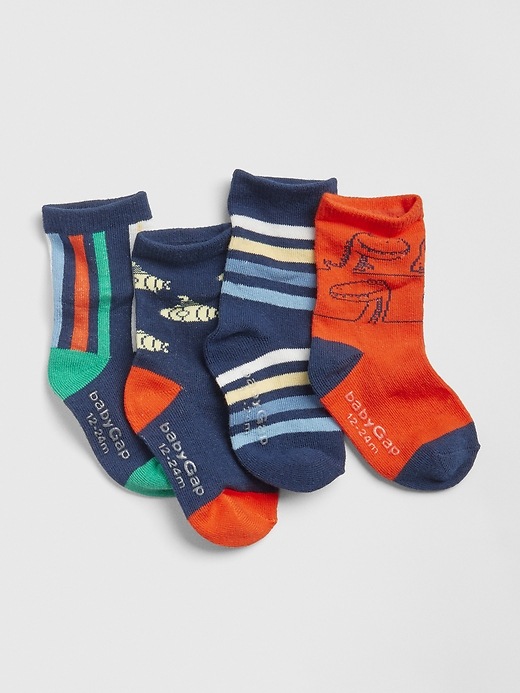 View large product image 1 of 1. Toddler Graphic Stripe Crew Socks (2-Pack)