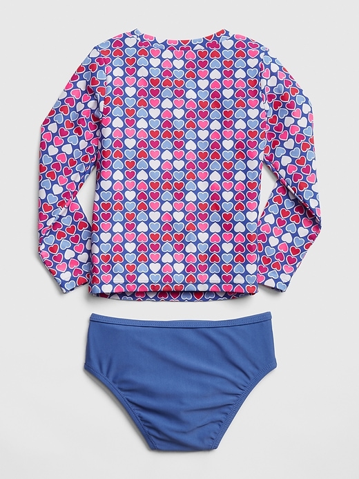 2 of 8 showing, with the color hearts of product Toddler Print Rashguard Two-Piece