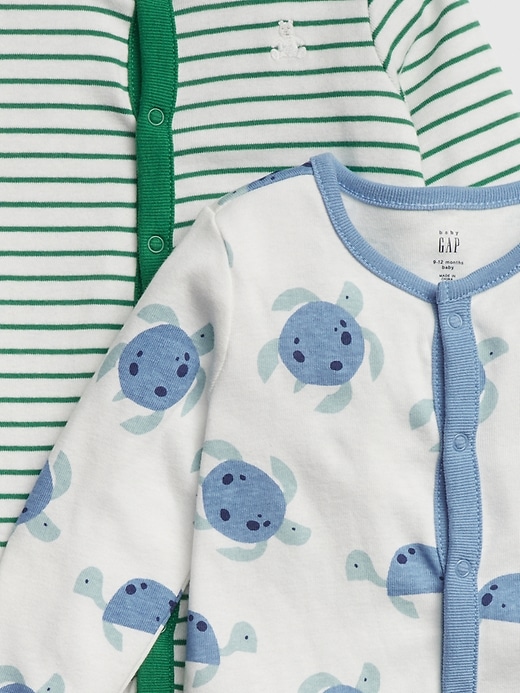 Image number 2 showing, Baby Turtle Stripe Footed One-Piece (2-Pack)