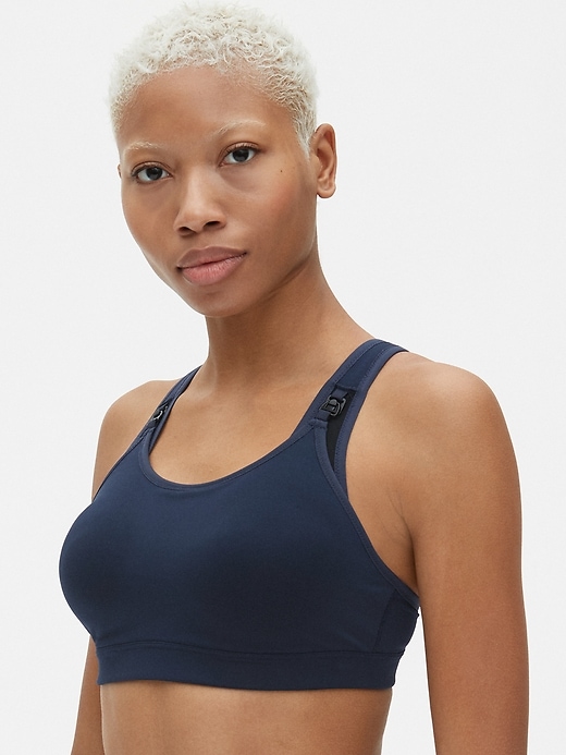 1 of 8 showing, with the color true indigo of product Maternity GapFit Medium Impact Nursing Sports Bra