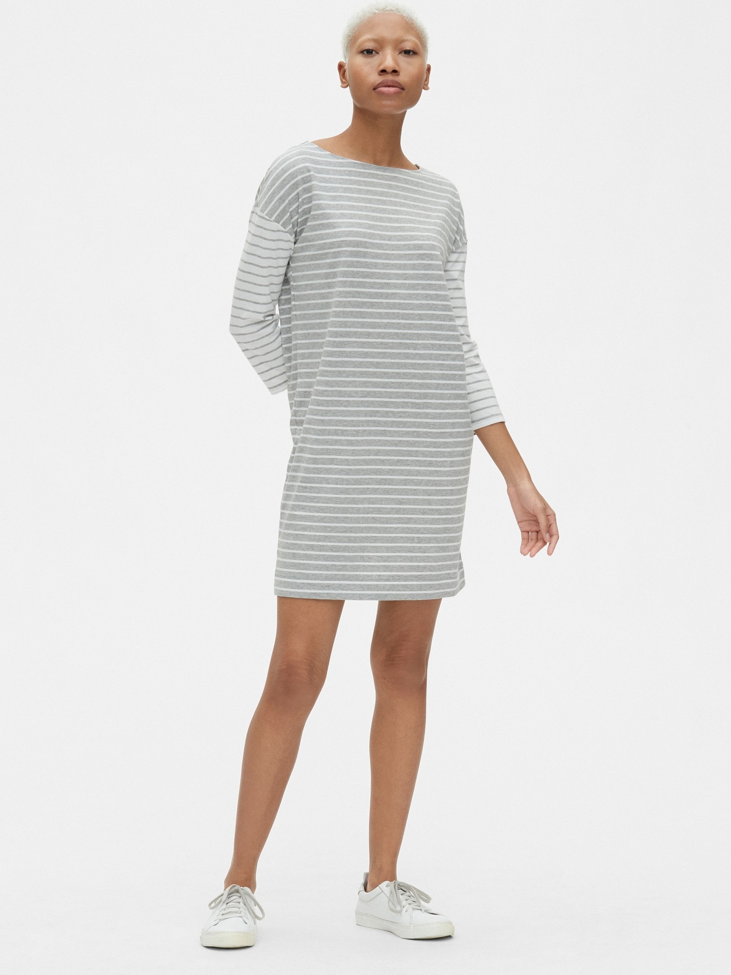 ThreeQuarter Sleeve MixStripe TShirt Dress Gap