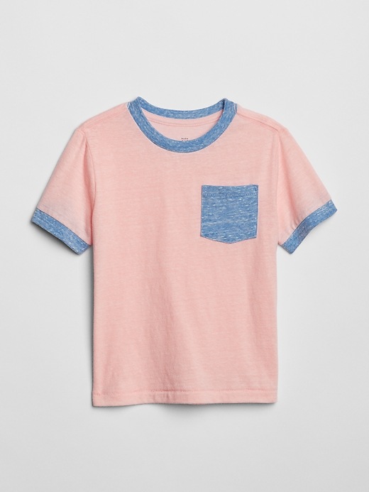View large product image 1 of 1. Toddler Pocket Short Sleeve Ringer T-Shirt