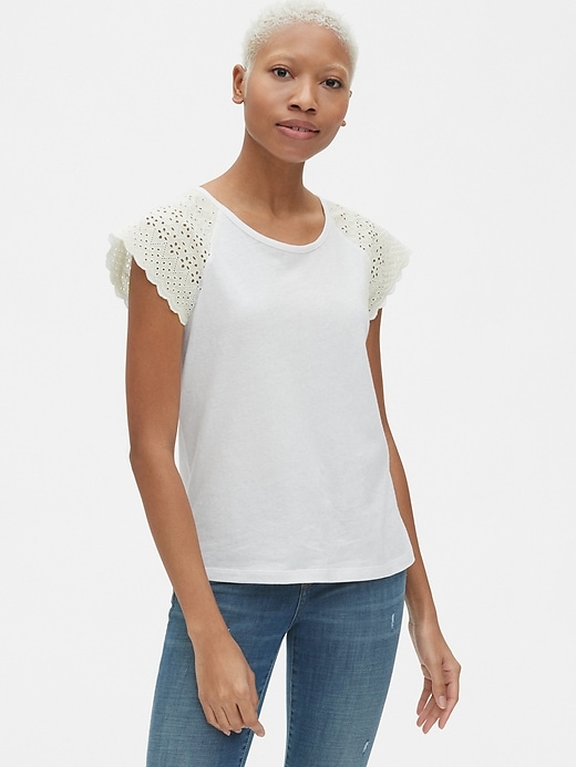 Image number 1 showing, Eyelet Embroidered Crewneck T-Shirt