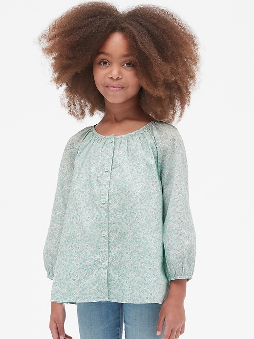 Image number 2 showing, Kids Floral Button-Front Top