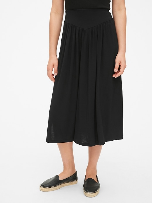 Image number 1 showing, V-Waist Knit Midi Skirt