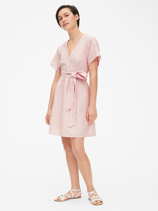 Kimono Sleeve Tie-Belt Dress in Linen