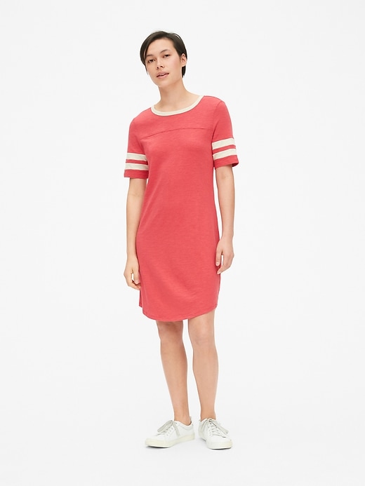 Image number 3 showing, Varsity Stripe Short Sleeve T-Shirt Dress