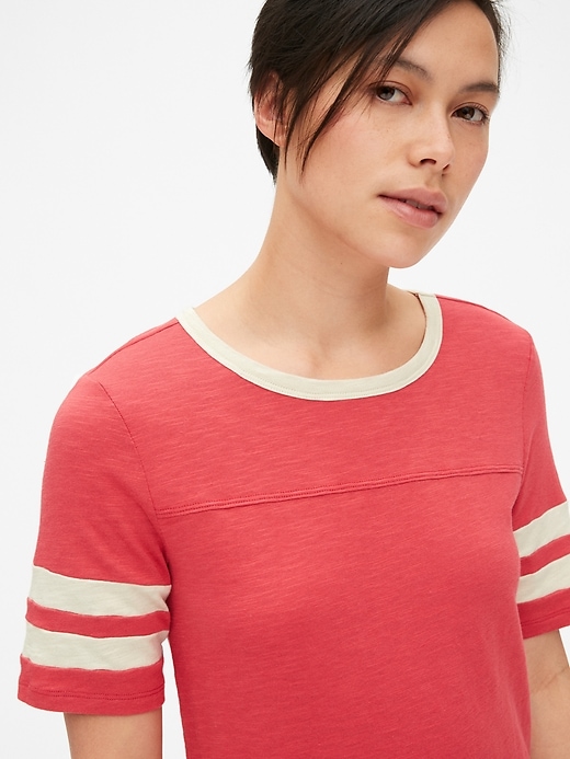 Image number 5 showing, Varsity Stripe Short Sleeve T-Shirt Dress
