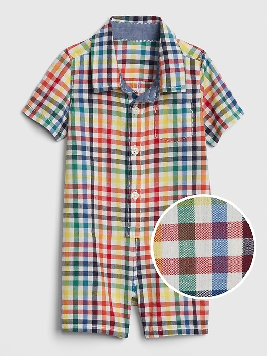 Image number 4 showing, Baby Plaid Shorty One-Piece
