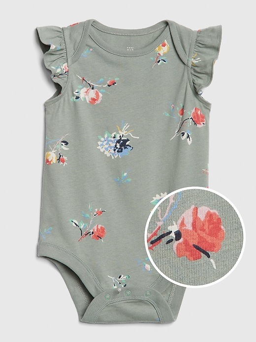 Image number 1 showing, Baby Print Flutter Bodysuit