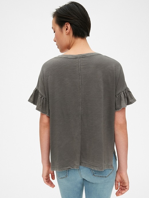 Image number 2 showing, Soft Slub Ruffle Sleeve T-Shirt