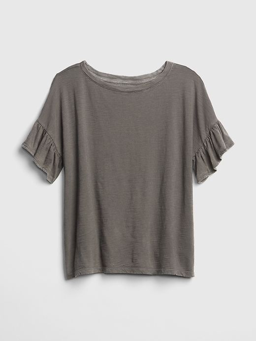 Image number 6 showing, Soft Slub Ruffle Sleeve T-Shirt