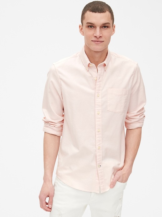 View large product image 1 of 1. Lived-In Stretch Oxford Shirt in Untucked Fit