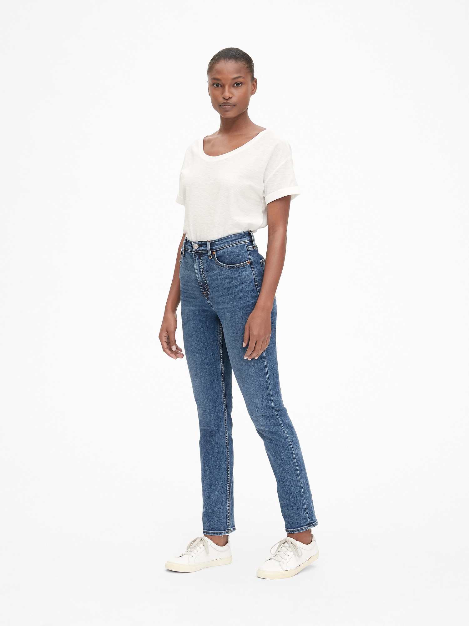 High Rise Cigarette Ankle Jeans with Secret Smoothing Pockets | Gap
