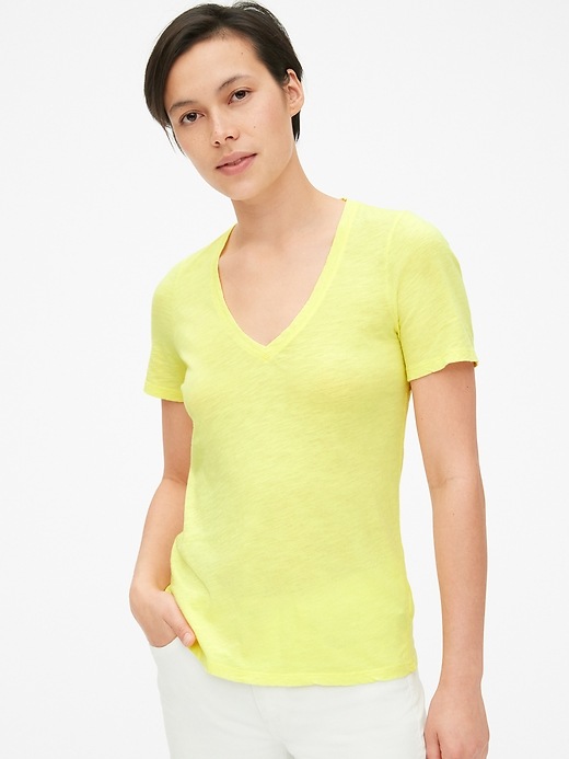 Image number 1 showing, Soft Slub Deep V-Neck T-Shirt