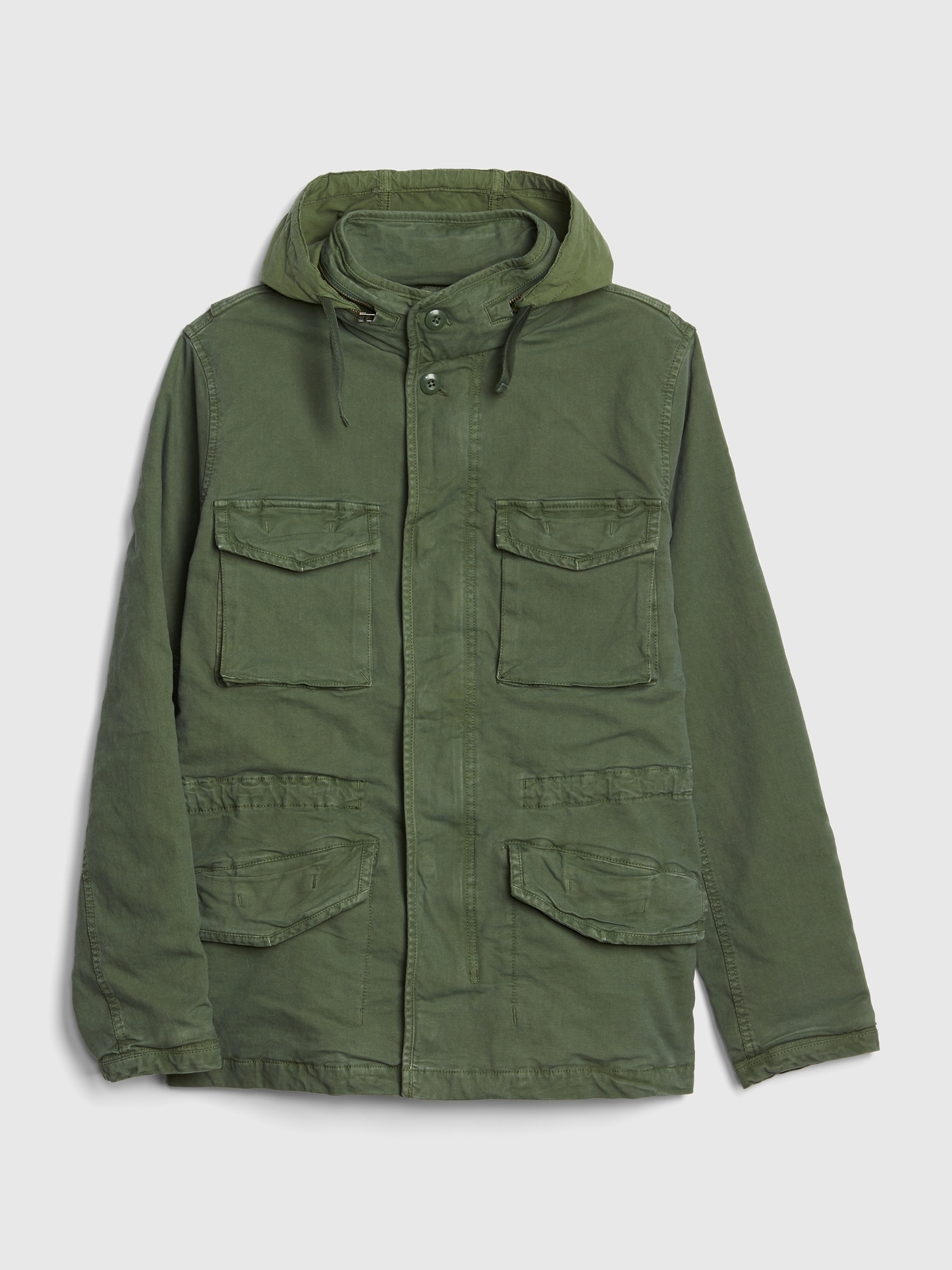 Military Jacket with Hidden Hood Gap