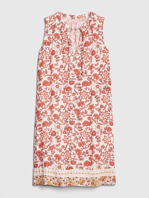 Image number 6 showing, Mix-Print Sleeveless Tie-Neck Swing Dress