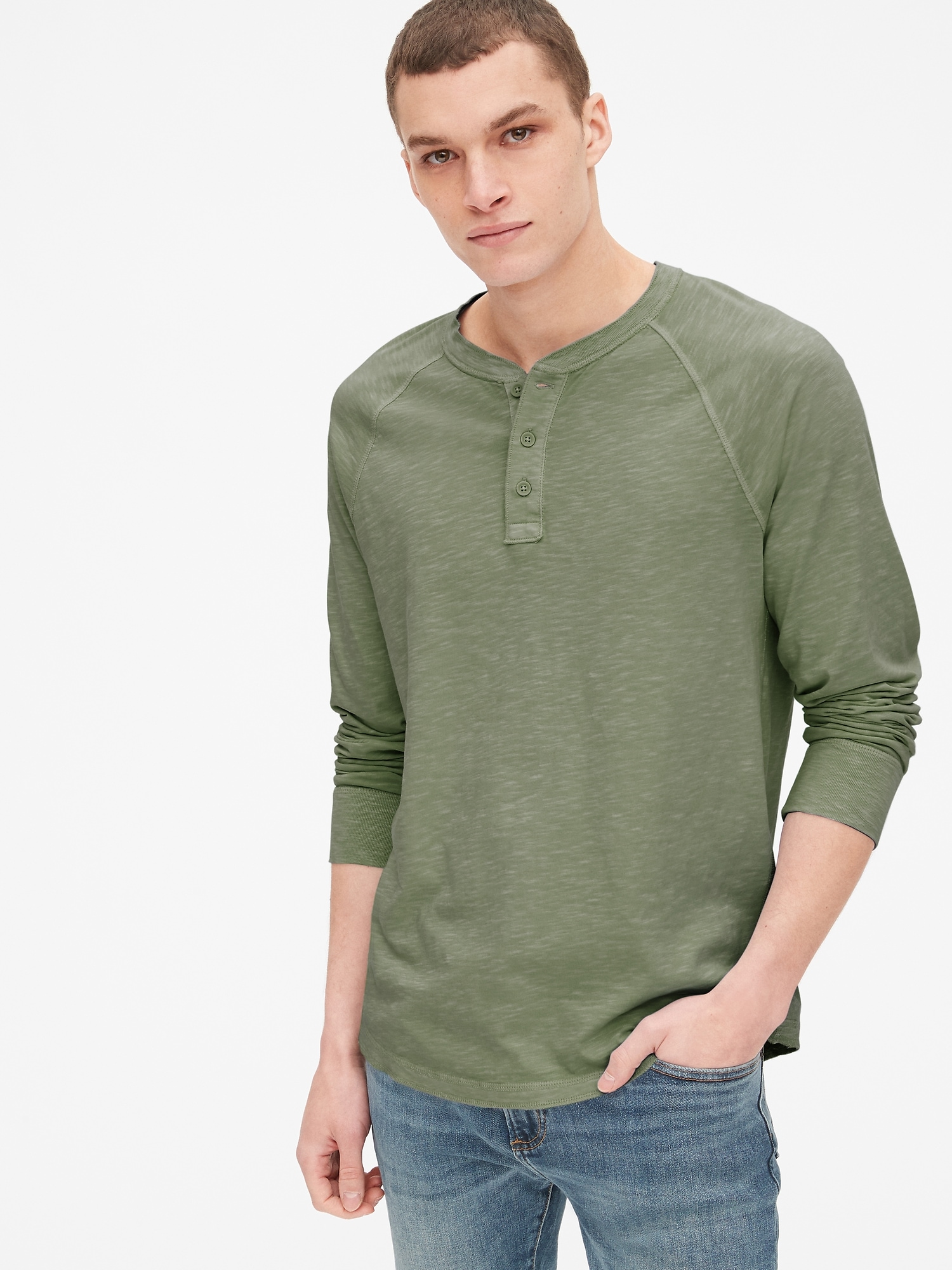 Vintage Slub Jersey Long Sleeve Henley Gap