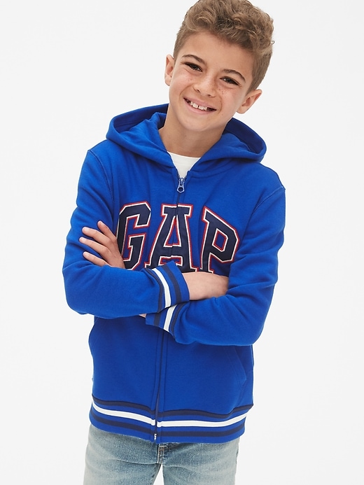 2 of 8 showing, with the color brillant blue of product Kids Gap Logo Hoodie Sweatshirt
