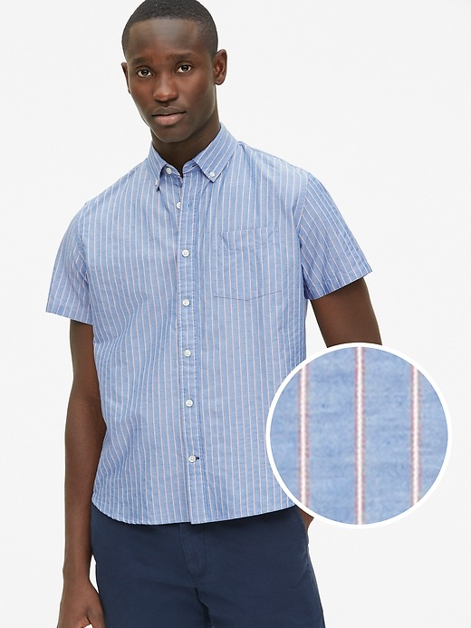 View large product image 1 of 1. Lived-In Stretch Poplin Short Sleeve Shirt