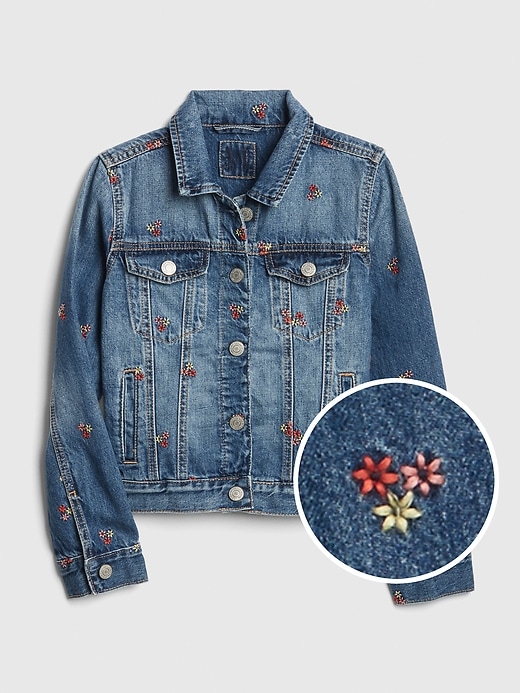Image number 1 showing, Kids Icon Embroidered Denim Jacket