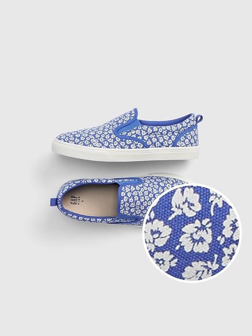 View large product image 1 of 1. Kids Floral Slip-On Sneakers