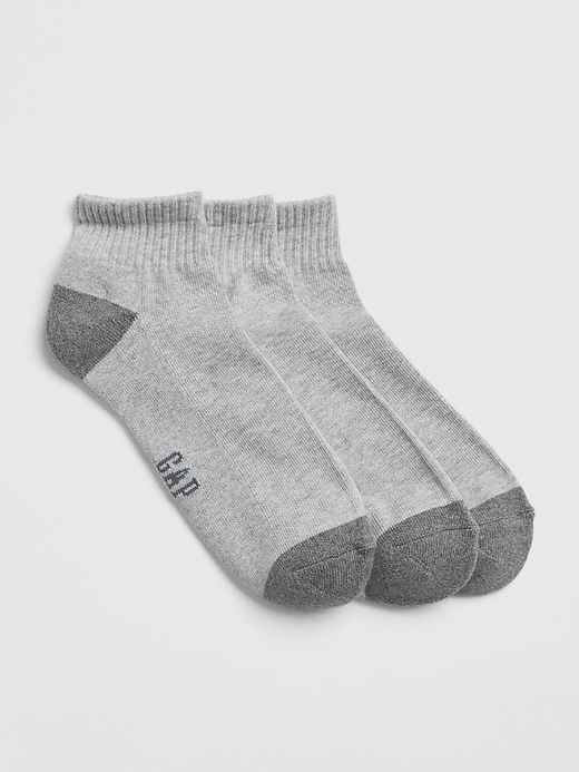 1 of 8 showing, with the color light heather grey of product Quarter Crew Socks (3-Pack)