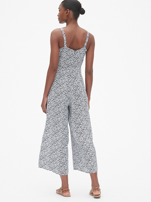 2 of 8 showing, with the color navy floral of product Floral Square-Neck Cami Wide-Leg Jumpsuit