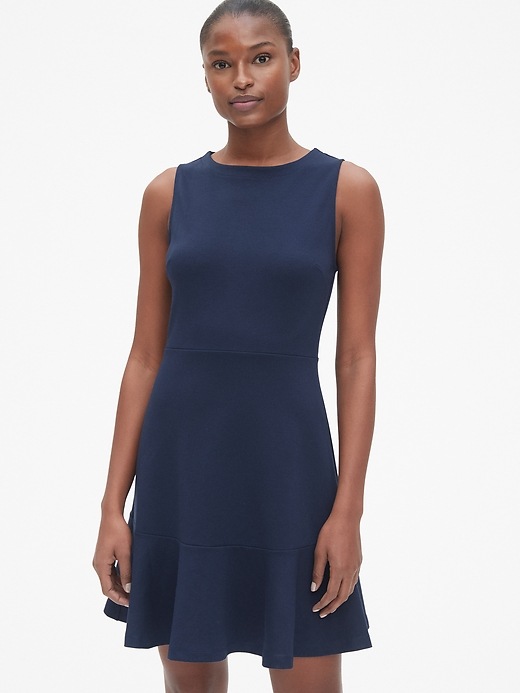 Image number 1 showing, Sleeveless Fit and Flare Dress in Ponte