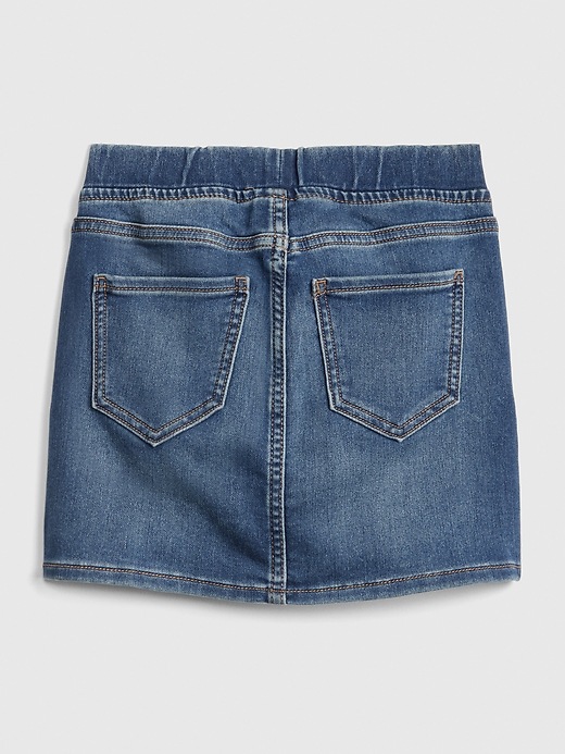 2 of 8 showing, with the color dark indigo of product Kids Denim Pull-On Skirt